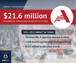 Grant Announcement: $21.6 million awarded for AmeriCorps programs in Texas